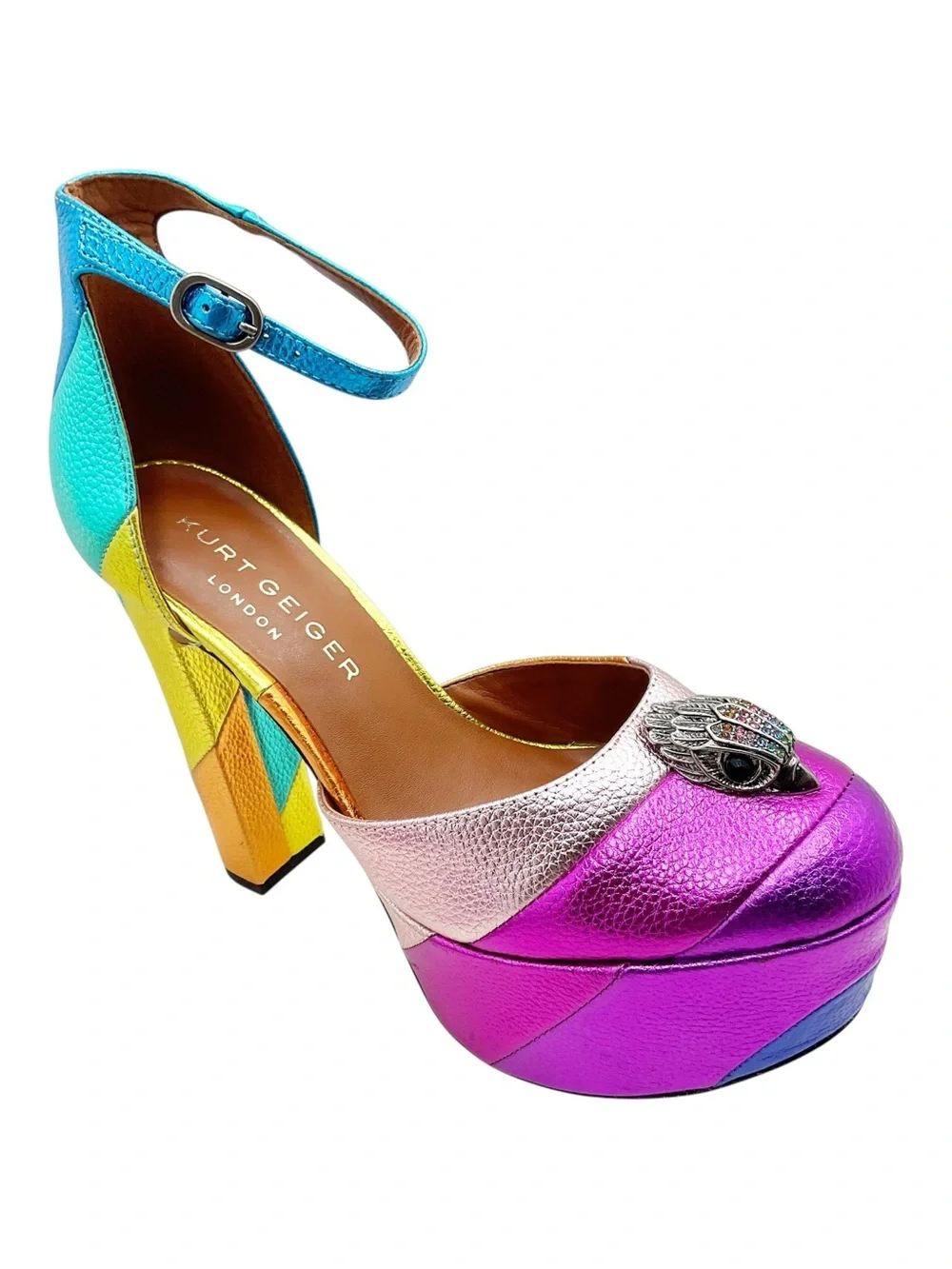 🆕{Kurt Geiger London} Kensington Leather Embellished High Heel Platform Pumps